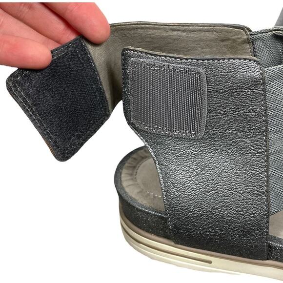 Eileen Fisher Spree Sport Platform Sandal Gray Silver Size 8.5 Leather Upper - Picture 7 of 13